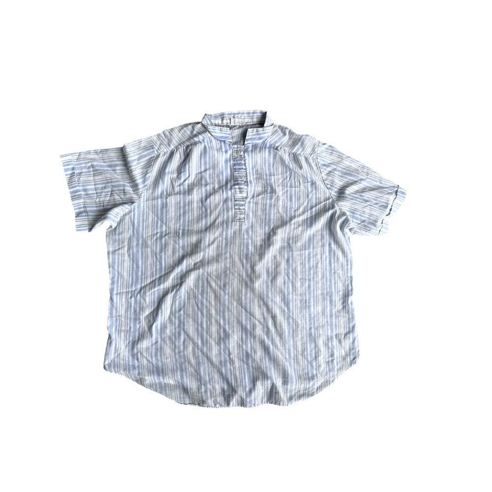 Vintage Levi Strauss Blue White‎ Striped Henley Shirt Short Sleeve Hong Kong L